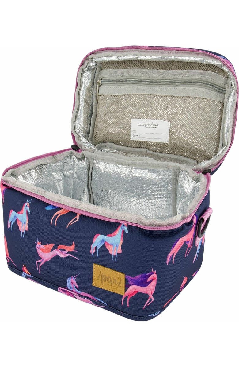 Deux par Deux Girl's Lunch Box Navy Printed Unicorn, Alternate, color,