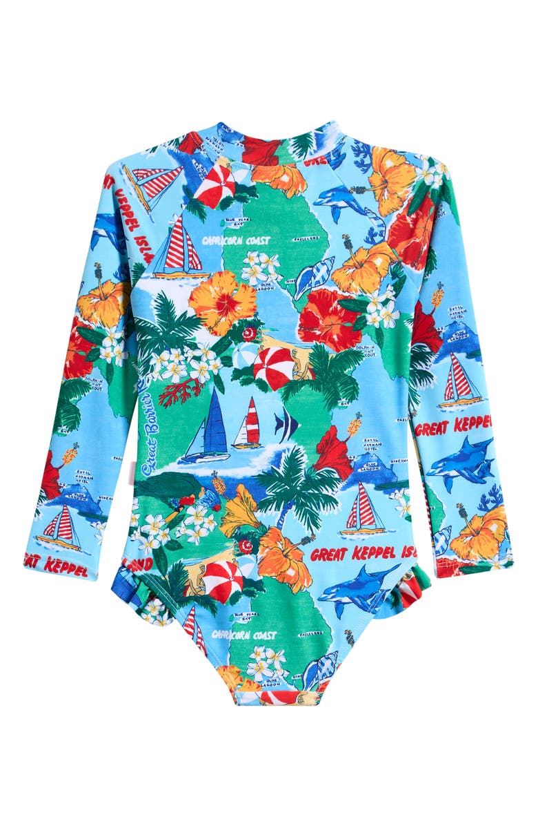 Seafolly Kids' Viva Vacation One-Piece Rashguard Swimsuit, Alternate, color, Viva Vacation