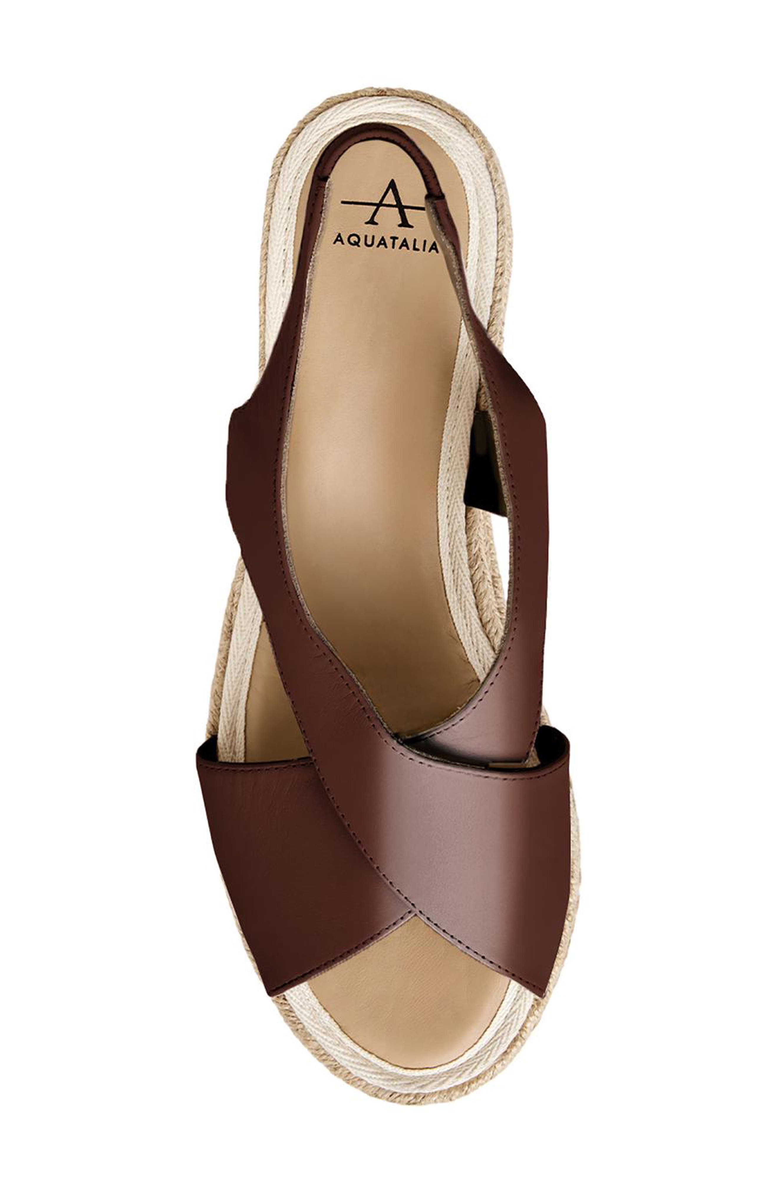 Adelina Weatherproof Slingback Espadrille Platform Wedge Sandal, Alternate, color, ASH BROWN LEATHER