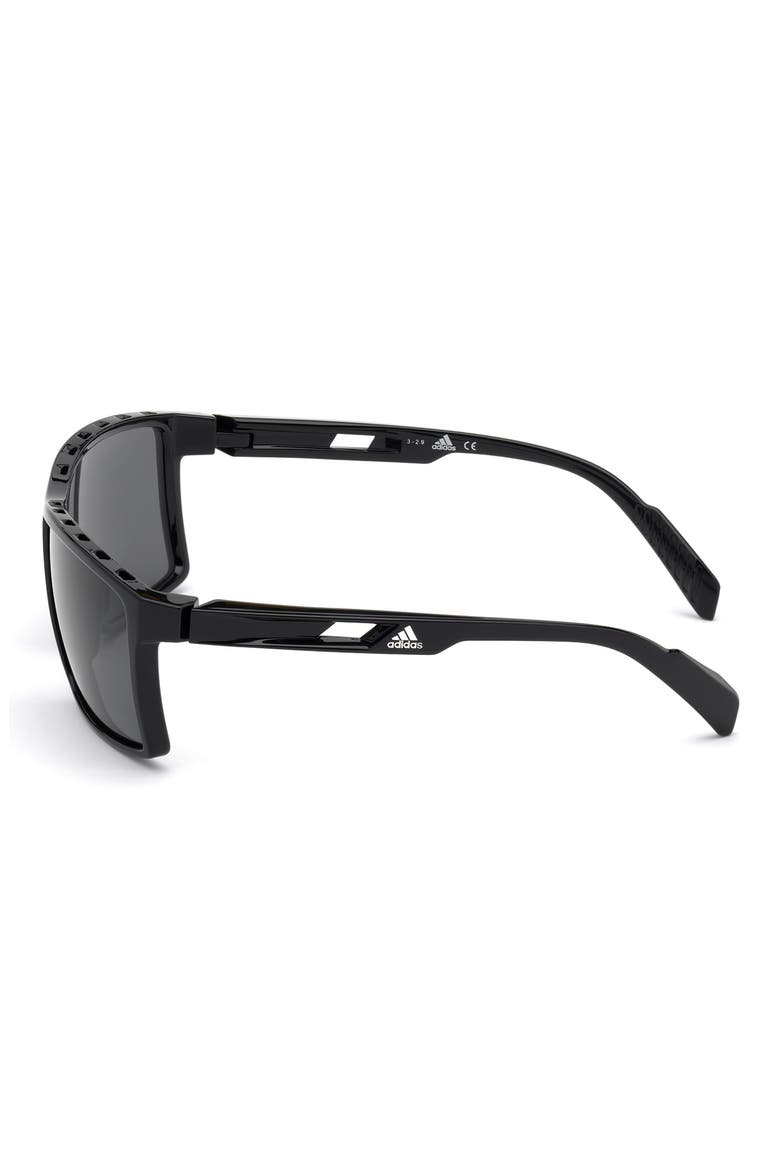 63mm Rectangular Sunglasses, Alternate, color, BLACK / SMOKE POLARIZED LENSES