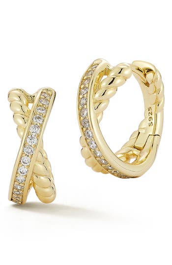 Glaze Jewelry 14k Gold Plated Sterling Silver Small X Hoop Earri