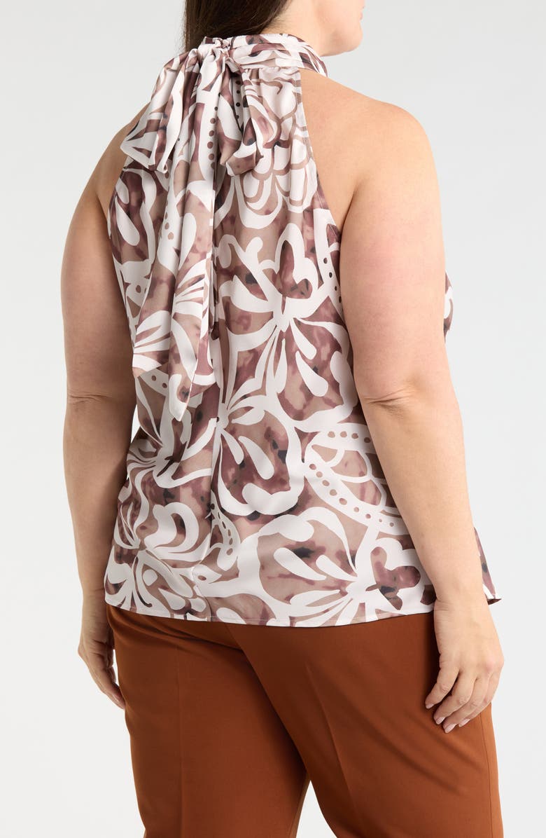 Tahari ASL Mock Neck Sleeveless Top, Alternate, color, Espresso Cream