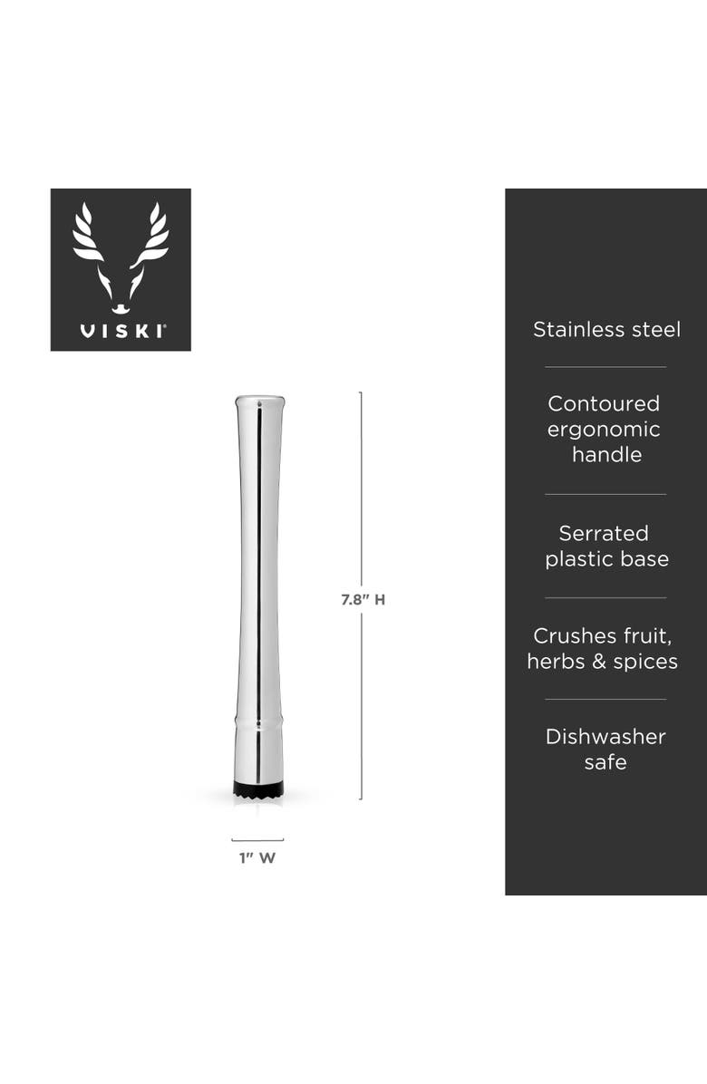 Viski Harrison Muddler in Stainless Steel, Alternate, color, Silver