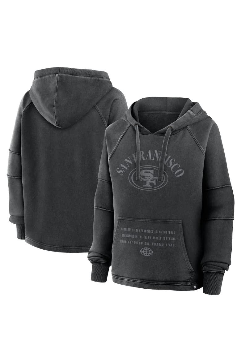 Women's Fanatics Black San Francisco 49ers Oversized Raglan Gridiron Hoodie, Main, color, Black