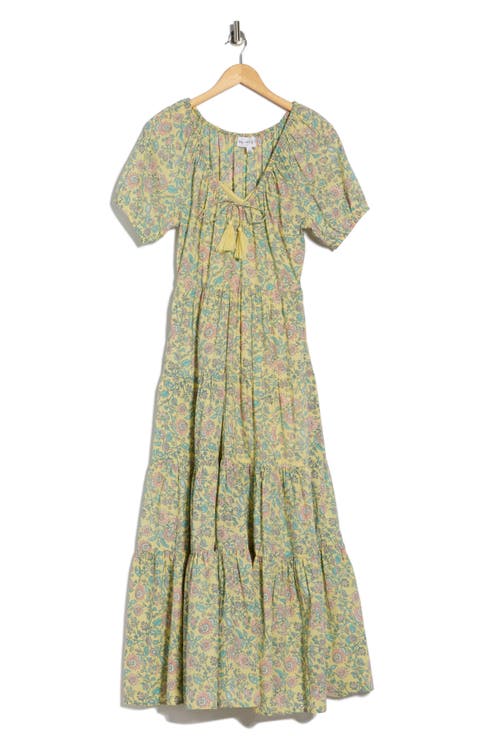 Short Sleeve Tiered Cotton Midi Dress