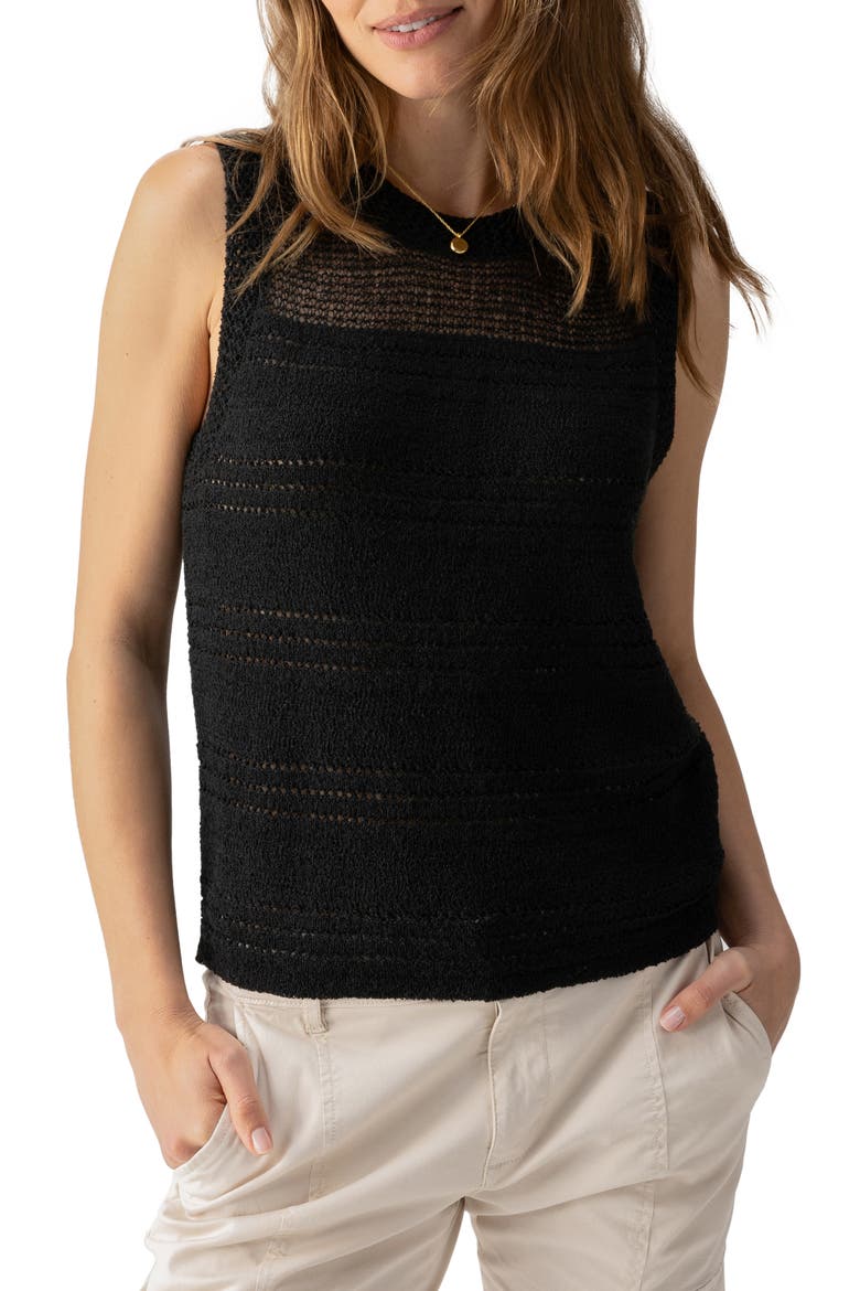 Waves of Summer Sleeveless Sweater, Main, color, BLACK