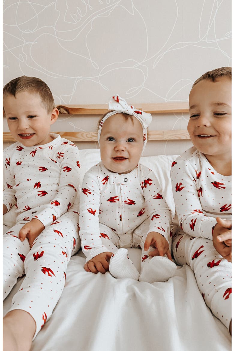 x 'The Very Hungry Caterpillar'™ Fitted One-Piece Organic Cotton Pajamas, Alternate, color, RED BIRD