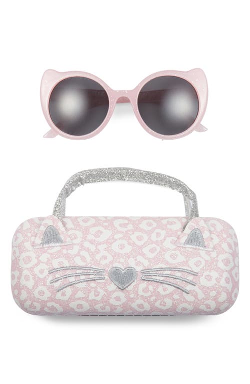Shop Capelli New York Kids' Leopard Print Sunglasses & Case Set In Pink Combo