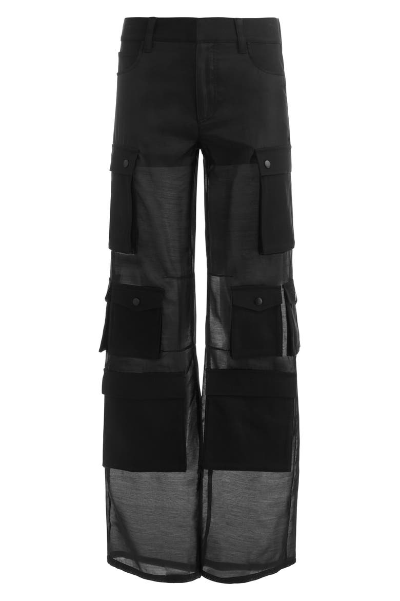 Olympia Mr. Baggy Sheer Cargo Pants, Alternate, color, BLACK