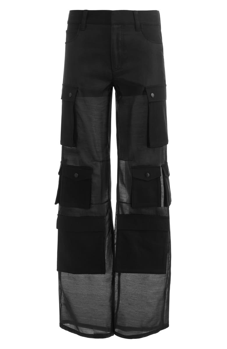 Alice + Olivia Olympia Mr. Baggy Sheer Cargo Pants, Alternate, color, Black