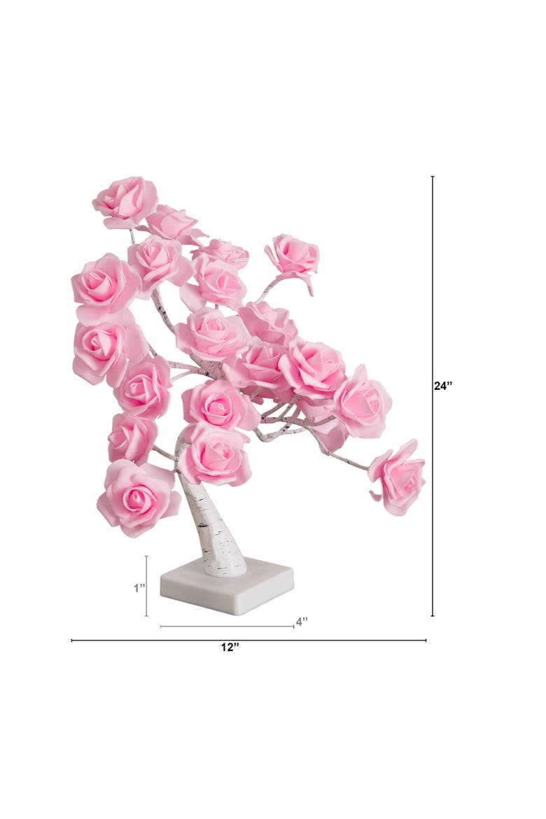 2-ft Pre-Lit Artificial Valentine's Day Twig Tree with 24 Rose Shaped LED Lights, Alternate, color, Pink
