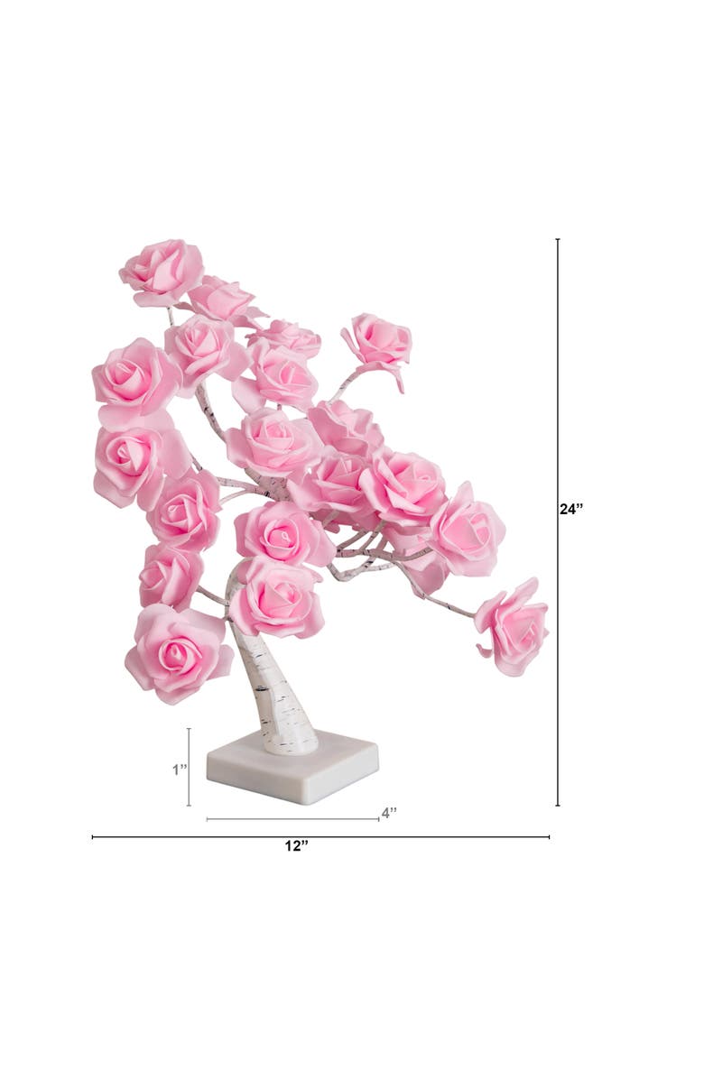 NEARLY NATURAL 2-ft Pre-Lit Artificial Valentine's Day Twig Tree with 24 Rose Shaped LED Lights, Alternate, color, Pink