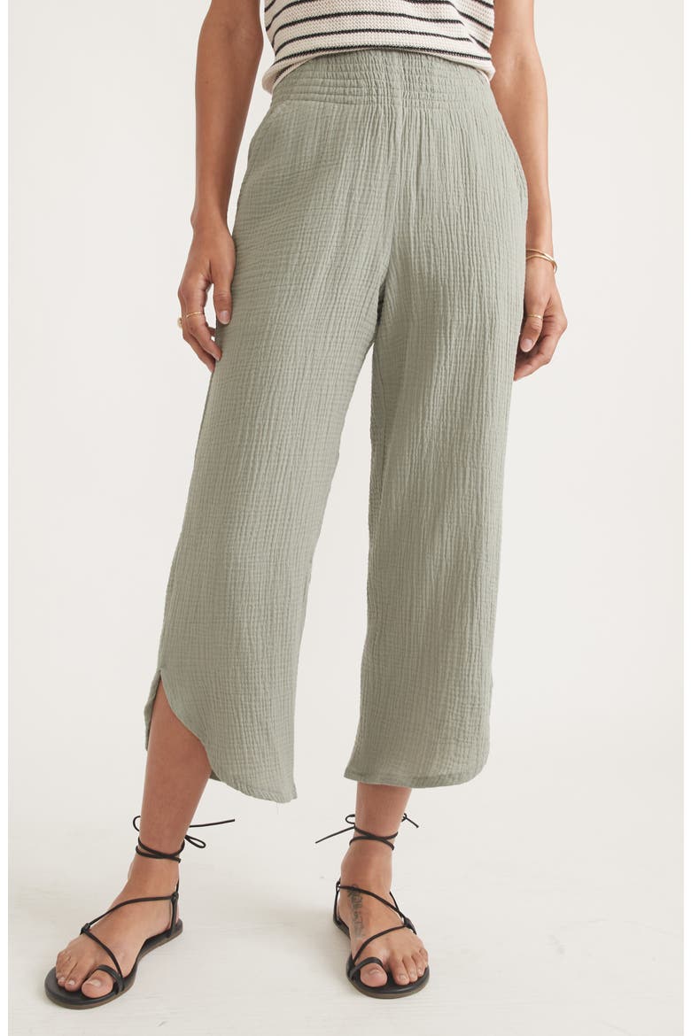 Corinne Wide Leg Double Cloth Cotton Pants, Main, color, SHADOW