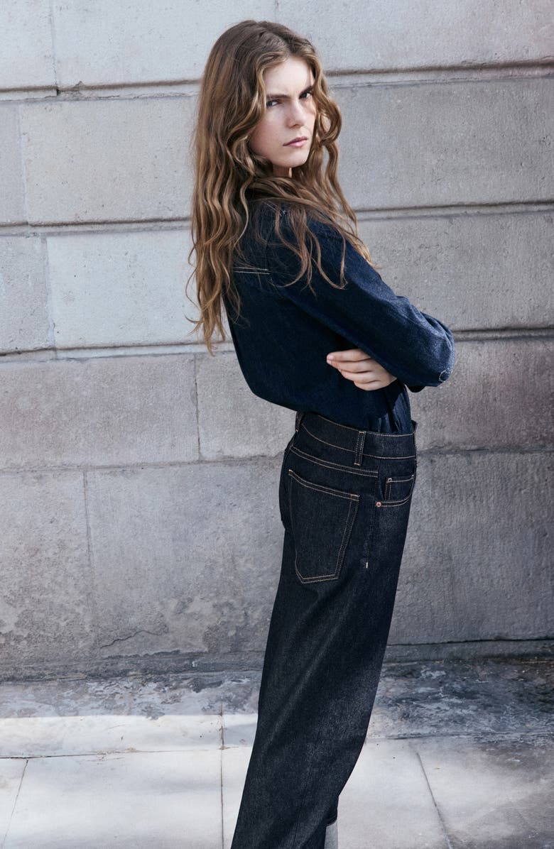 MANGO Cuffed Straight Leg Jeans, Alternate, color, 