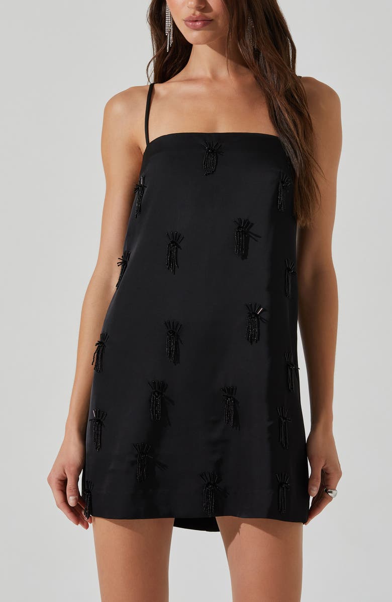 ASTR the Label Cassiel Sequin Fringe Minidress, Alternate, color, Black