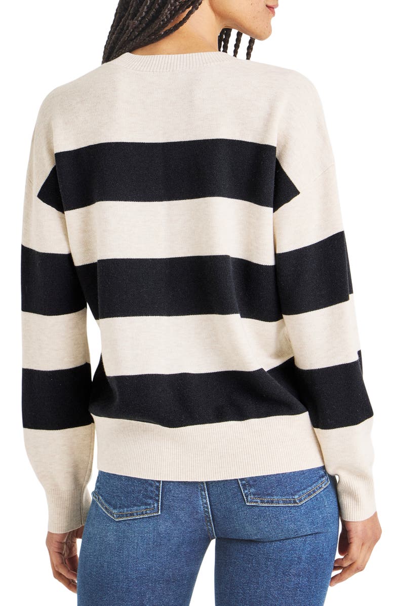 Splendid Livy Stripe Sweater, Alternate, color, Oat Black Stripe