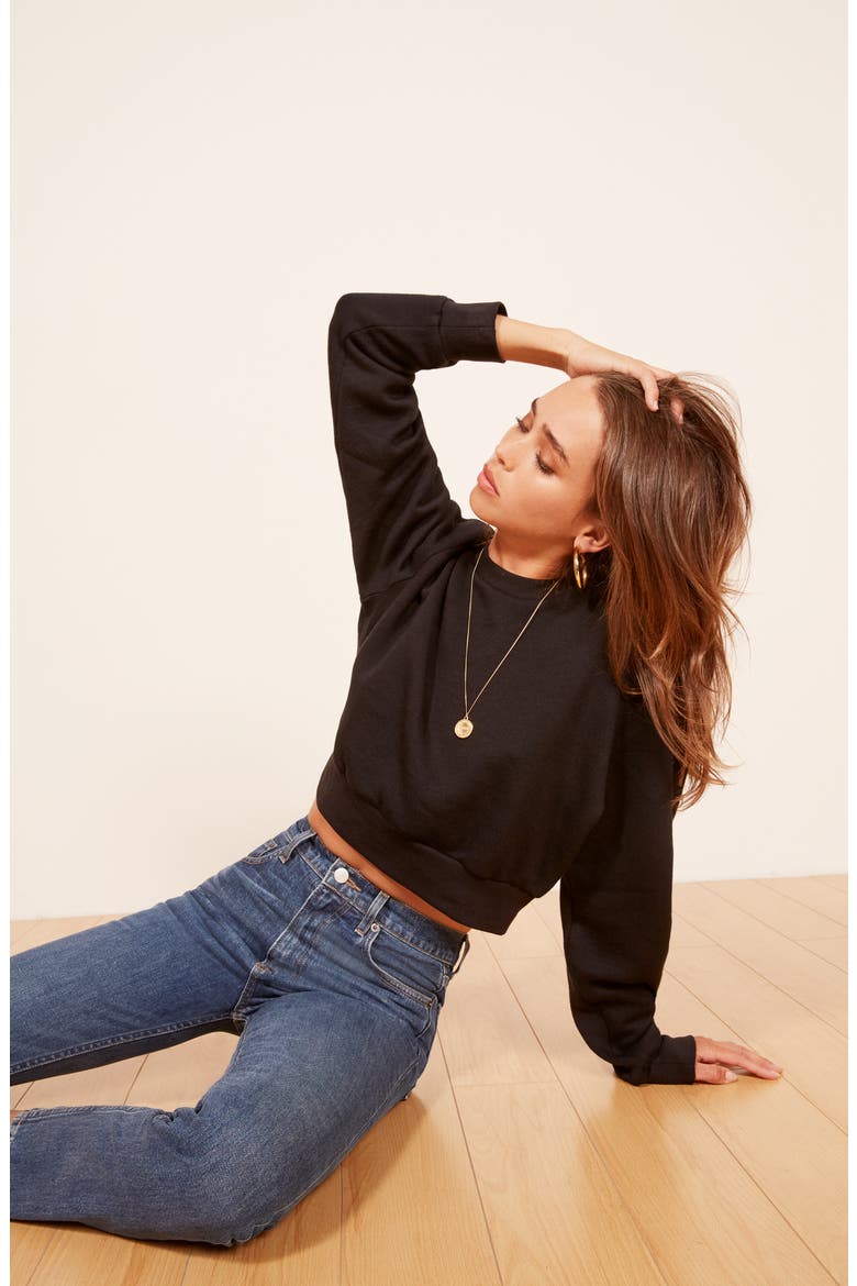 Hunter Crop Sweatshirt, Alternate, color, BLACK