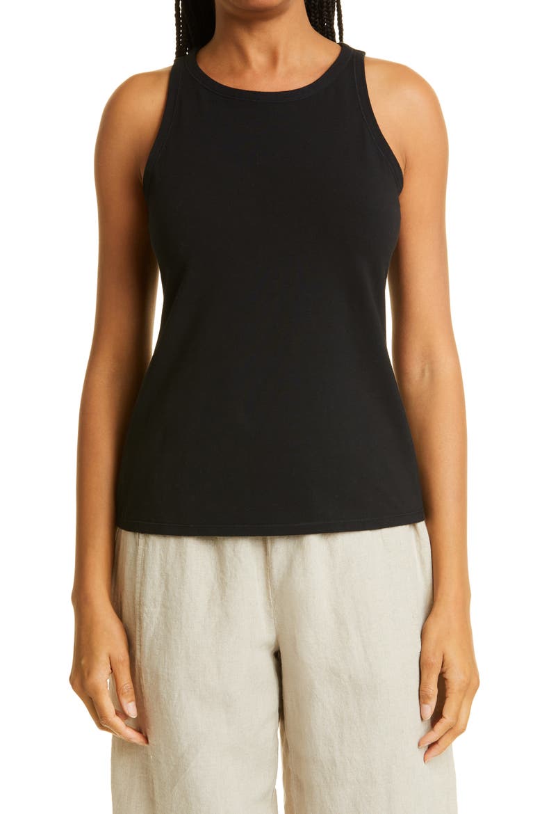 Slim Fit Scoop Neck Tank, Main, color, BLACK
