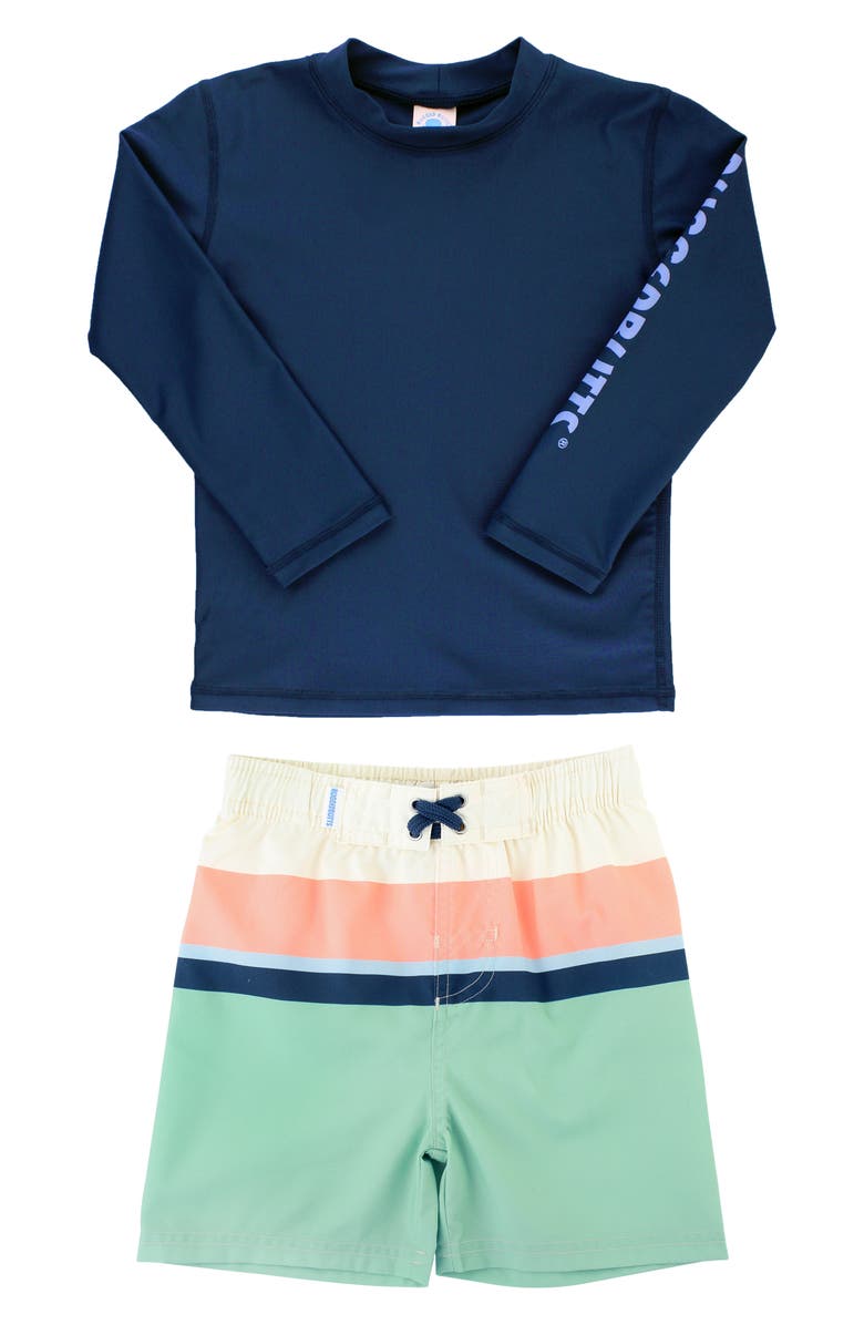 RuggedButts Colorblock Two-Piece Rashguard Swimsuit, Main, color, 