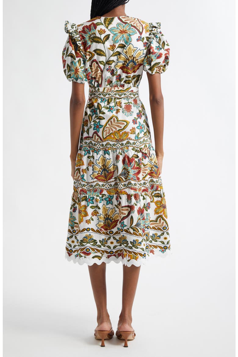Botanicals Cotton Midi Dress, Alternate, color, OFF-WHITE