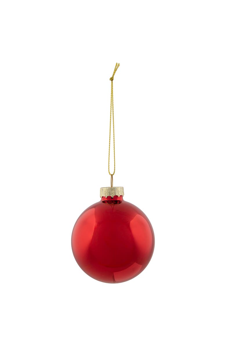 Northlight 2-Finish Glass Ball Christmas Ornaments - 2.5" (60mm) - Apple Red - 9ct, Alternate, color, 