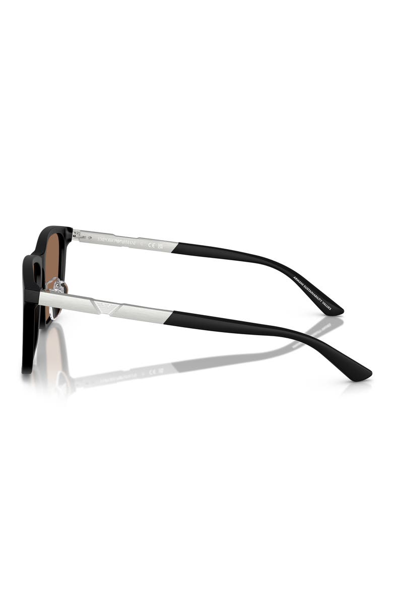 57mm Square Sunglasses, Alternate, color, MATTE BLACK / DARK BROWN