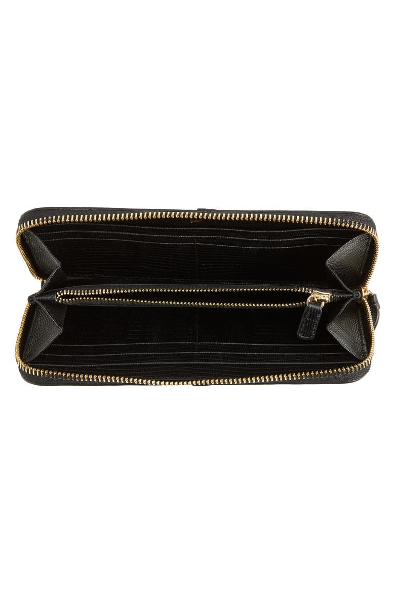Les Second Embossed Continental Wallet, Alternate, color, NOIR LIZARD