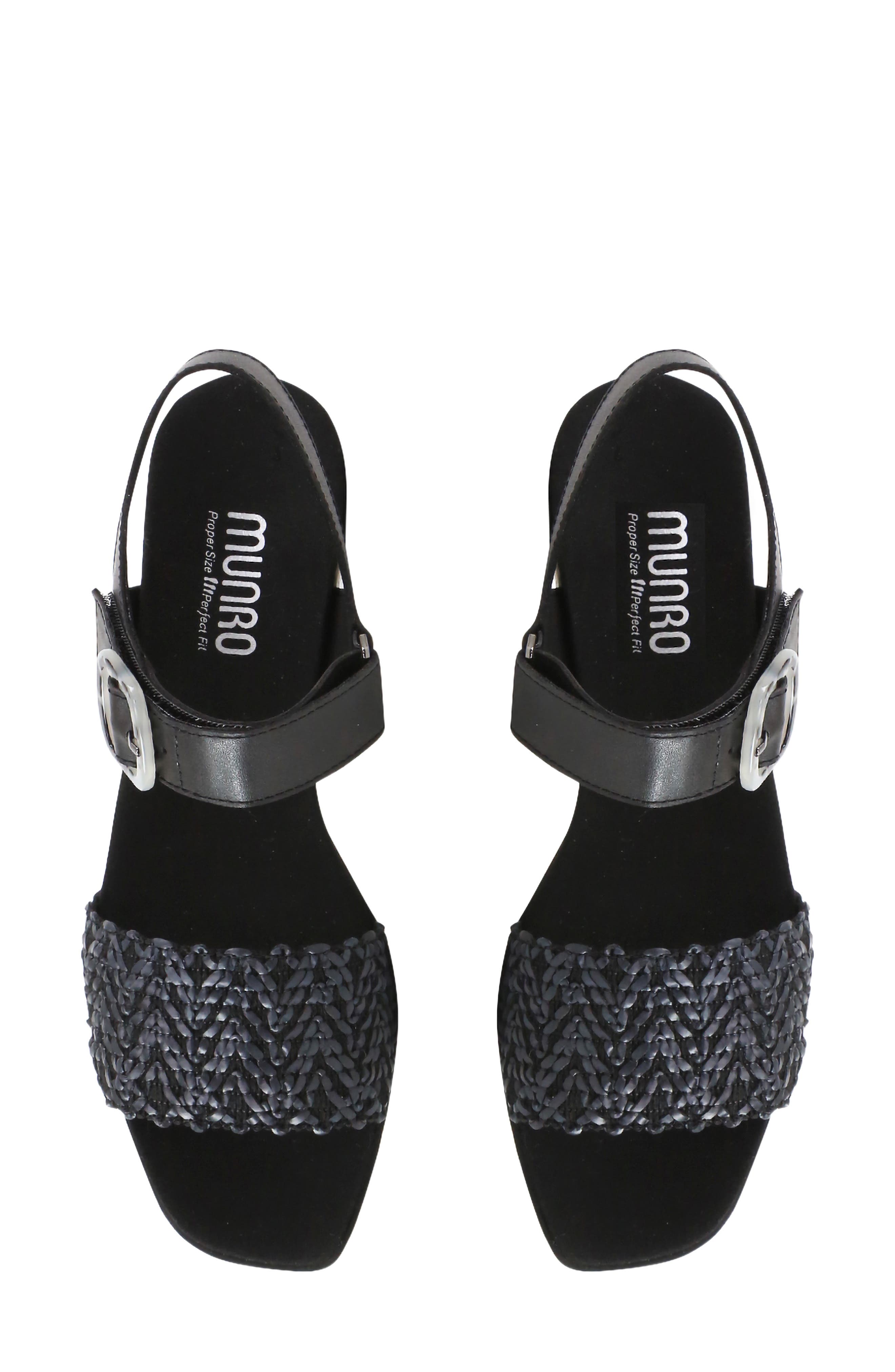 Munro Leeland Ankle Strap Sandal - Multiple Widths Available, Alternate, color, Black Raffia/ Leather