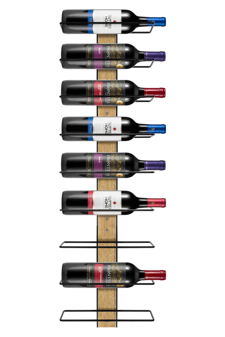 9-Bottle Wall Wine Rack, Alternate, color, BROWN