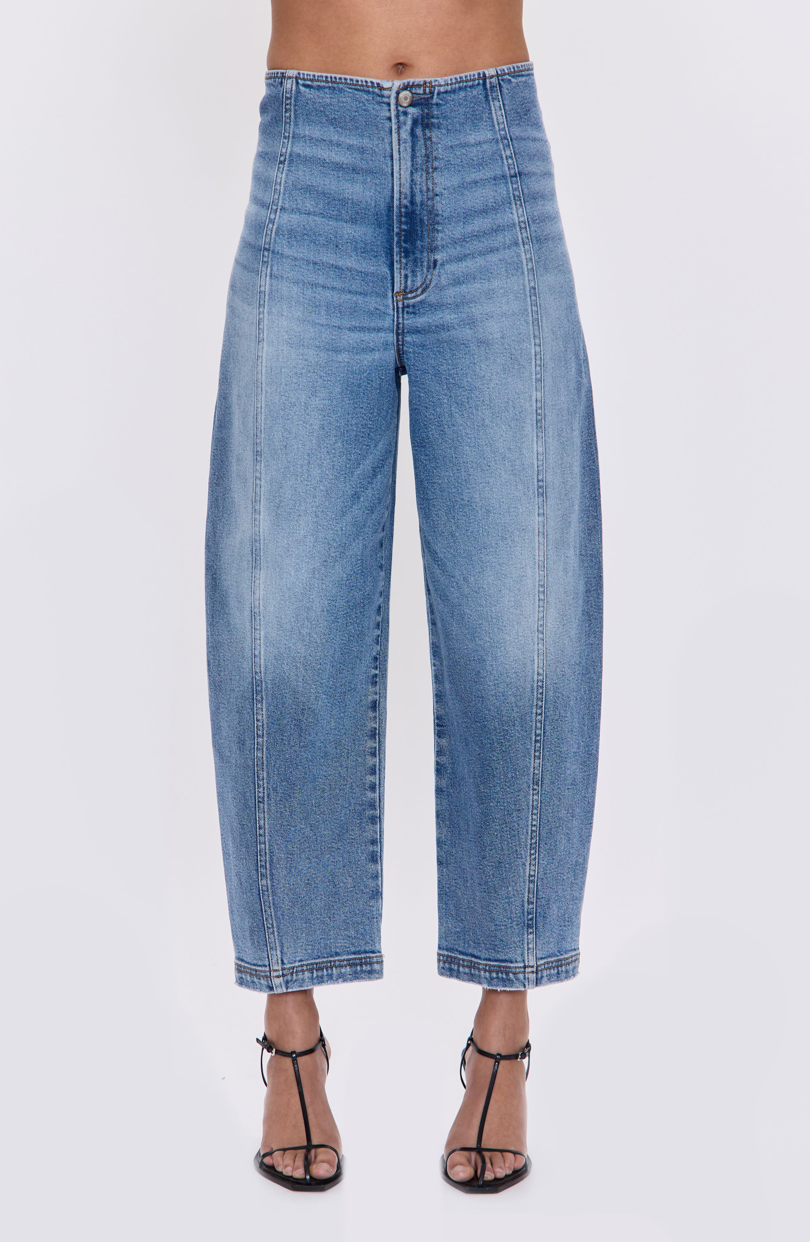 Pistola Blair Bandless High Waist Crop Barrel Jeans