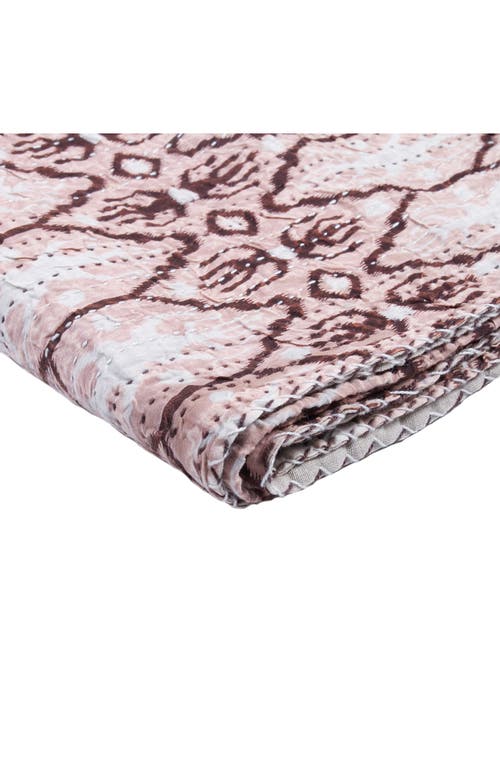 Taj Hotel Vintage Cotton Kantha Throw Blanket In Pink Brown