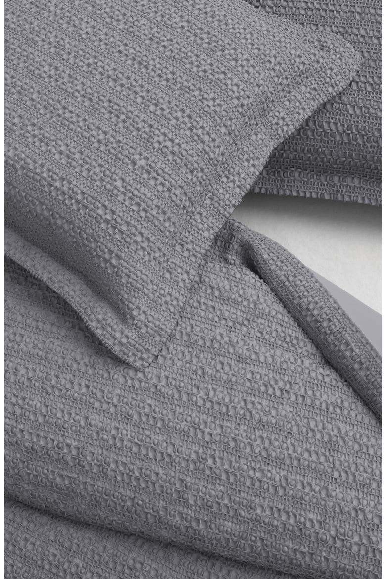 Reversible Honeycomb Waffle Cotton Duvet & Sham Set, Alternate, color, DENIM BLUE