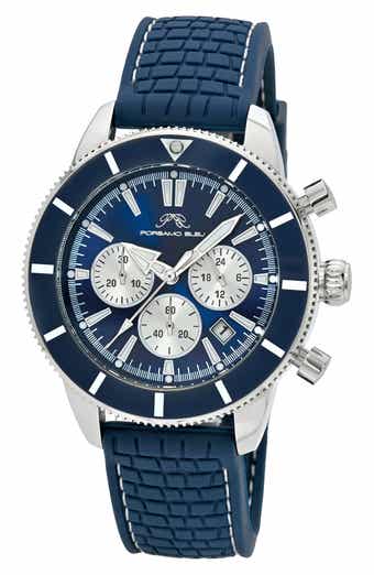 PORSAMO BLEU Brandon Chronograph Rubber Strap Watch, 44mm