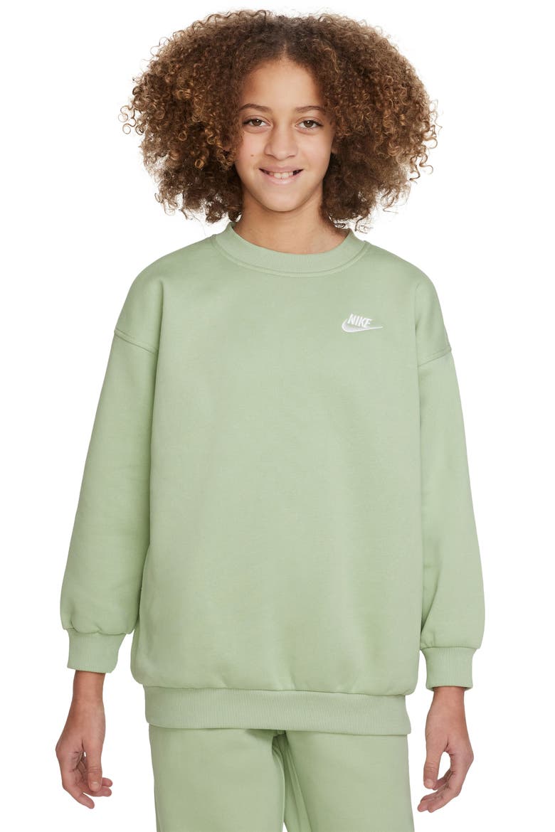 Kids' Sportswear Club Fleece Sweatshirt, Main, color, HONEYDEW/ WHITE