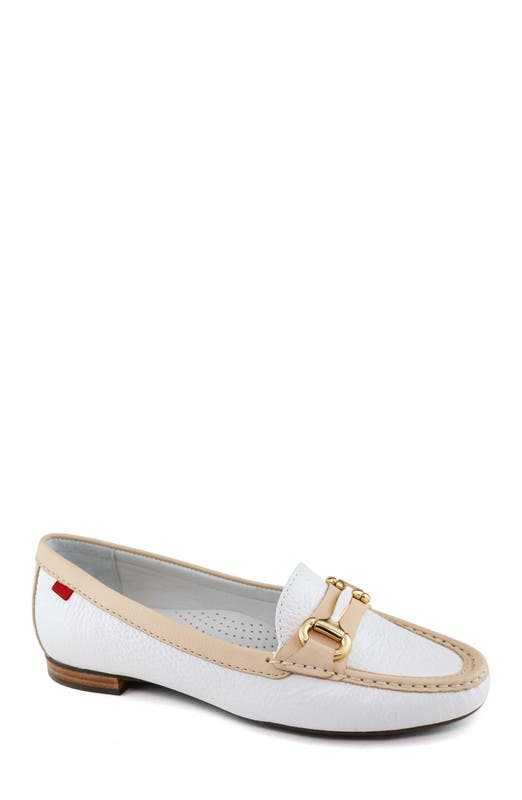 Marc Joseph New York Grand Street Leather Buckle Loafer, Main, color, White & Champagne Grainy