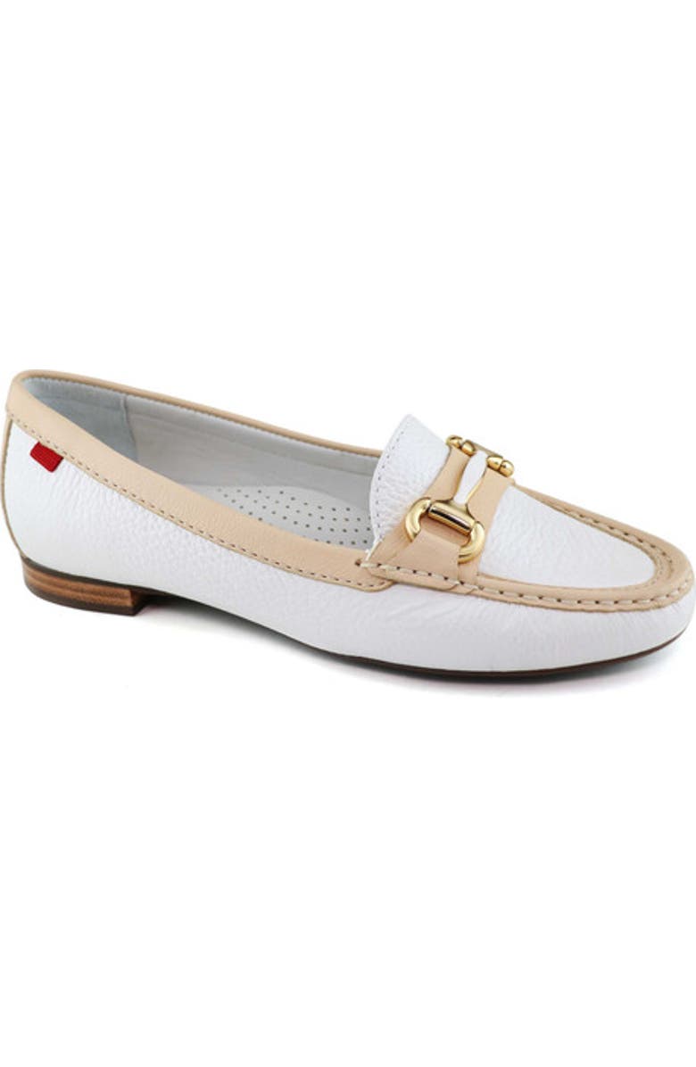 Marc Joseph New York Grand Street Leather Buckle Loafer, Main, color, White & Champagne Grainy