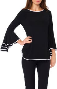 Chaus Tipped Bell Sleeve Top