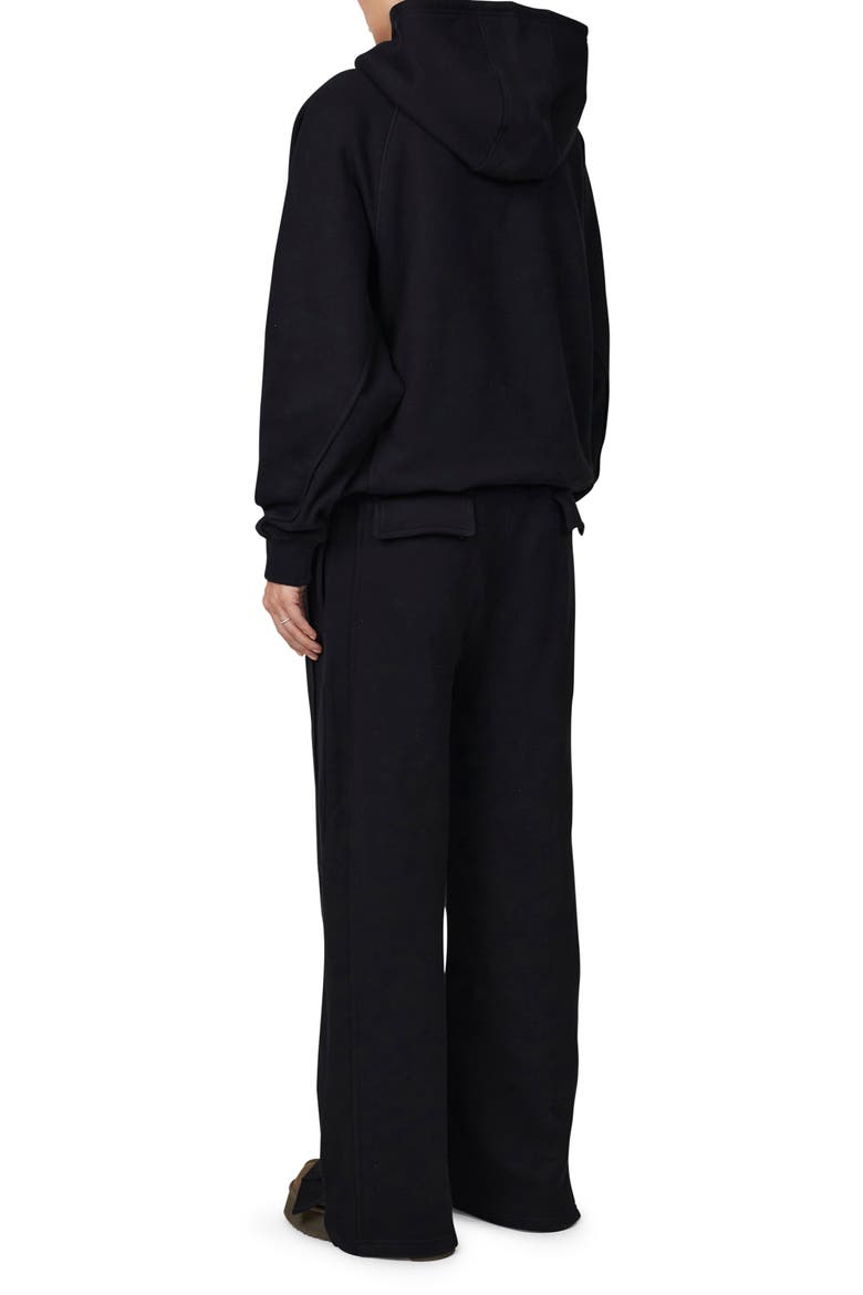 Ribbed Emblem Pullover Hoodie, Alternate, color, Black