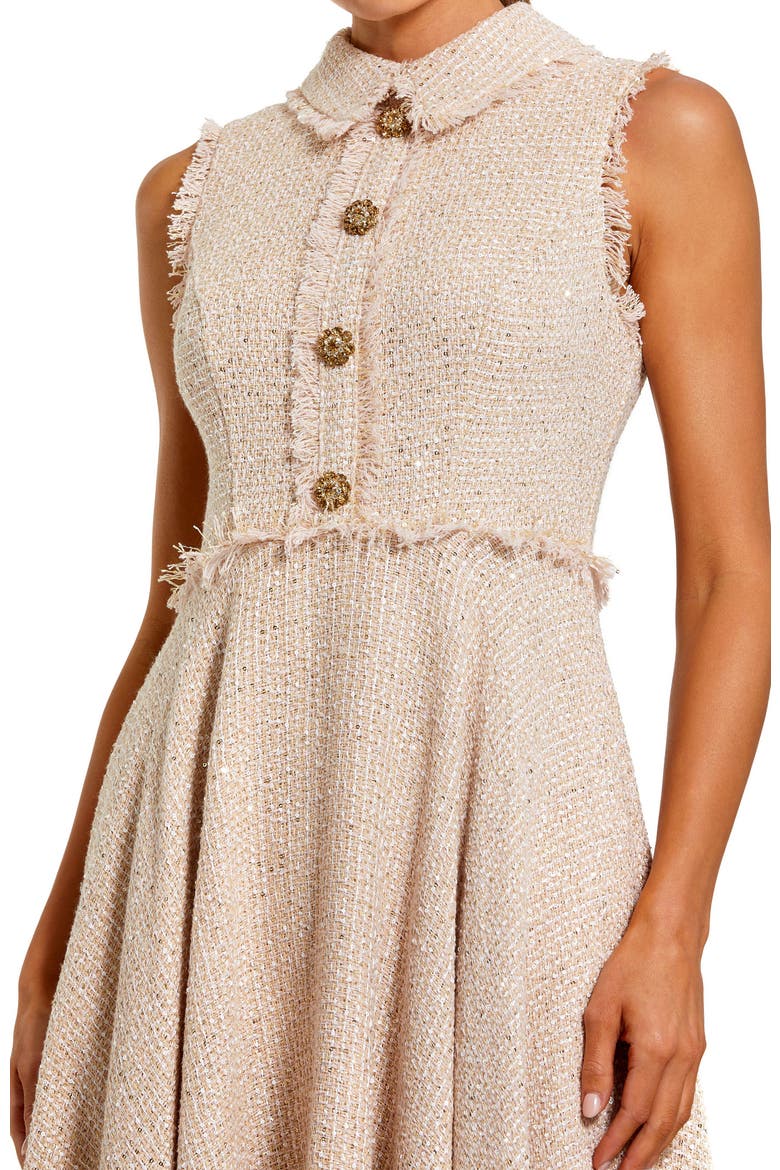 Bouclé Sleeveless Collared Button Up Midi Dress, Alternate, color, Blush