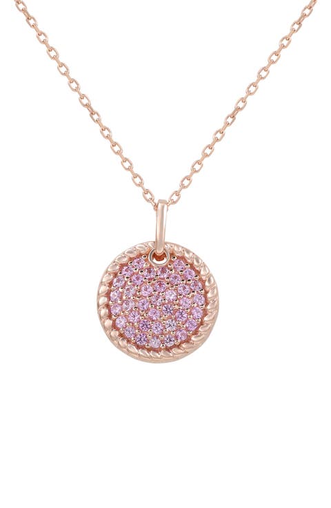 Sterling Silver Blue Sapphire Circle Pendant Necklace