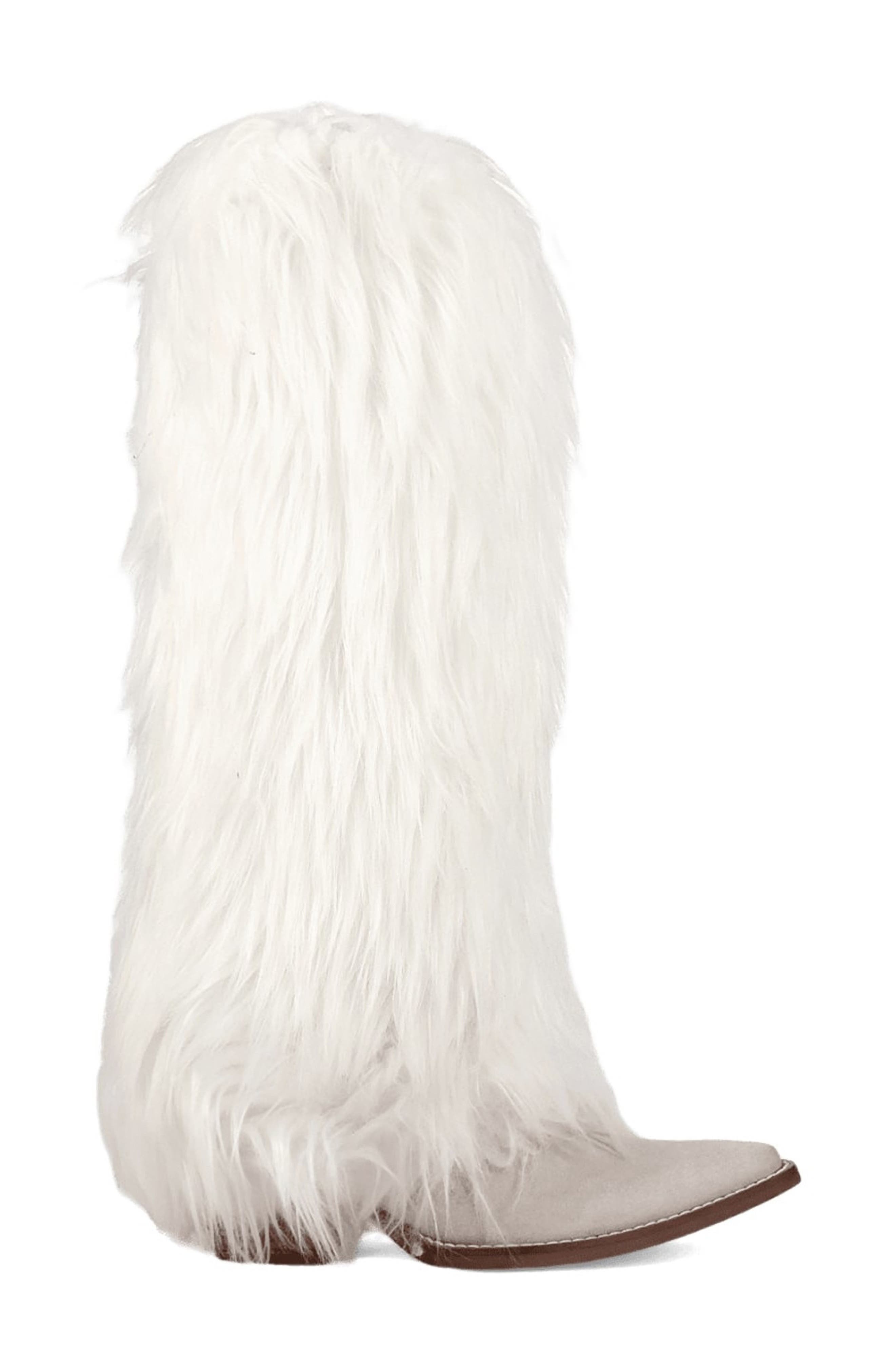 Dingo Snuggle Faux Fur Western Boot, Alternate, color, White