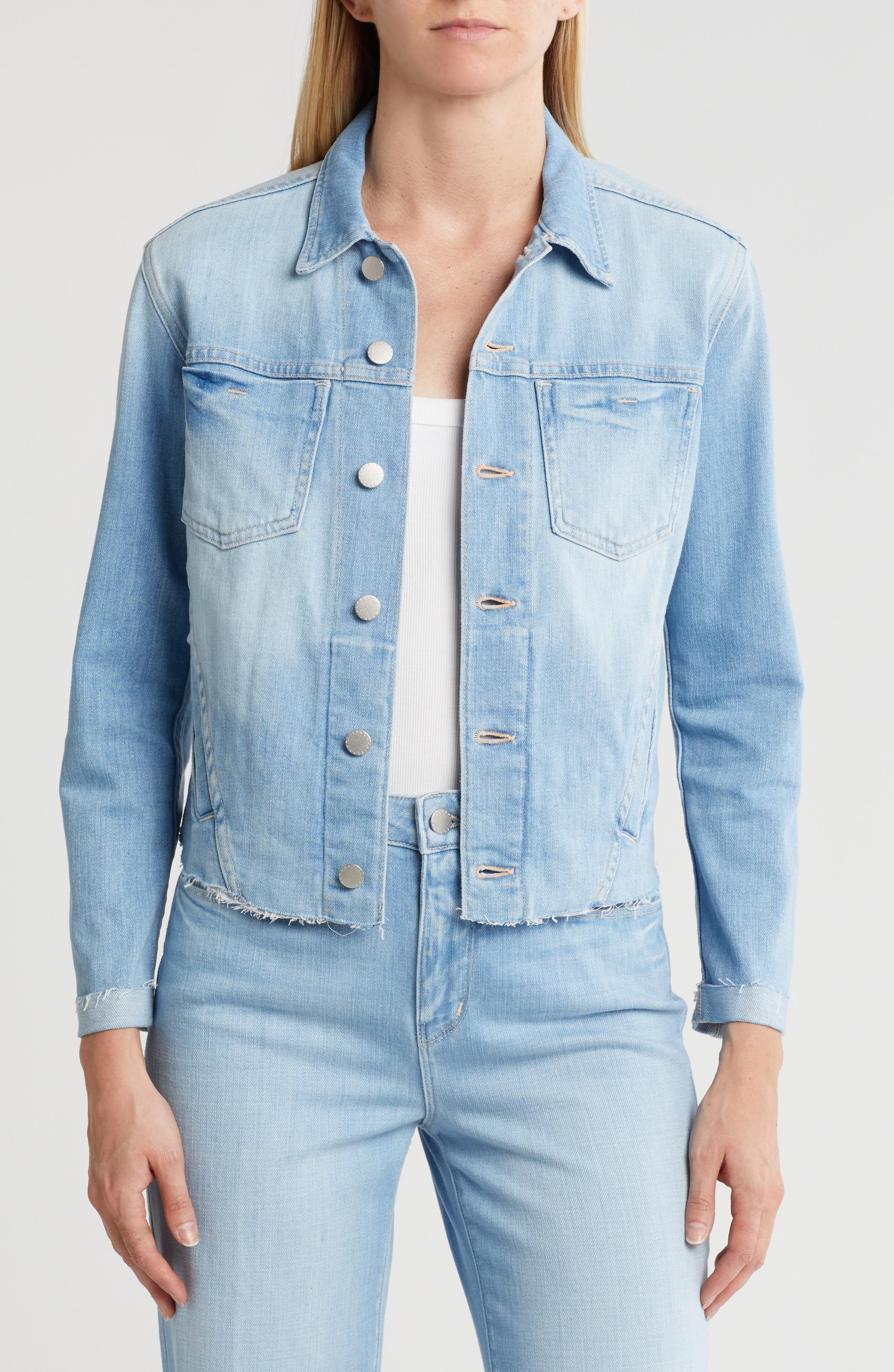 L'AGENCE Janelle Raw Cut Slim Denim Jacket