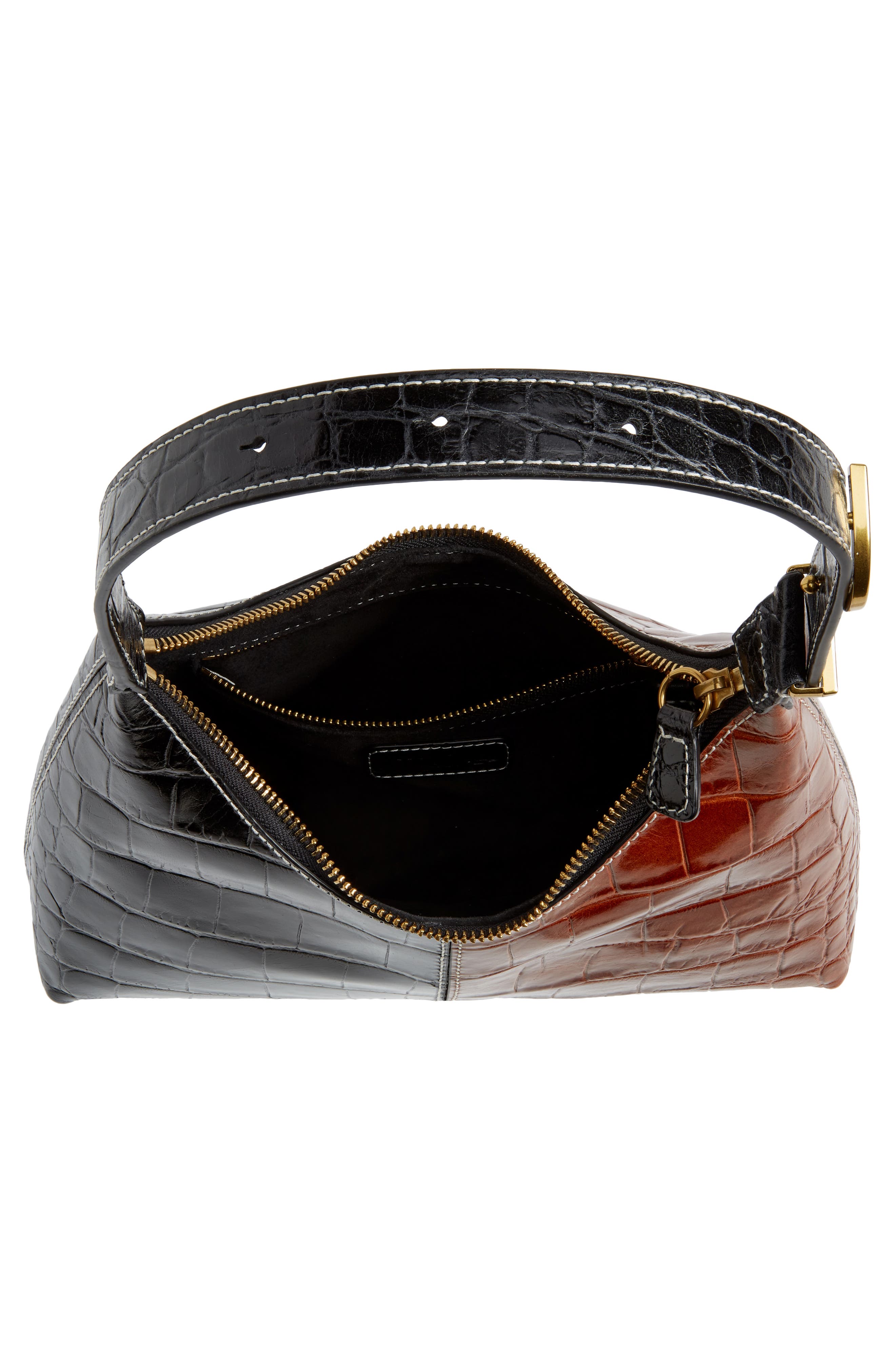 STAUD Scotty Croc Embossed Leather Top Handle Bag, Alternate, color, 