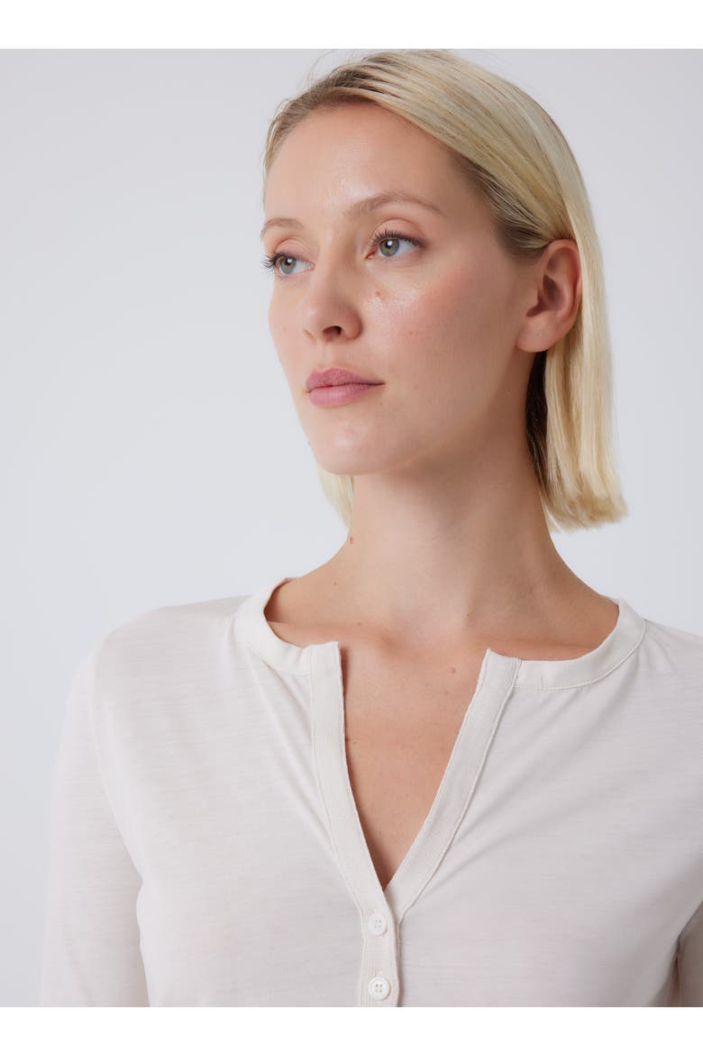 Lyocell Cotton Three Quarter Sleeve Henley, Alternate, color, CREAM