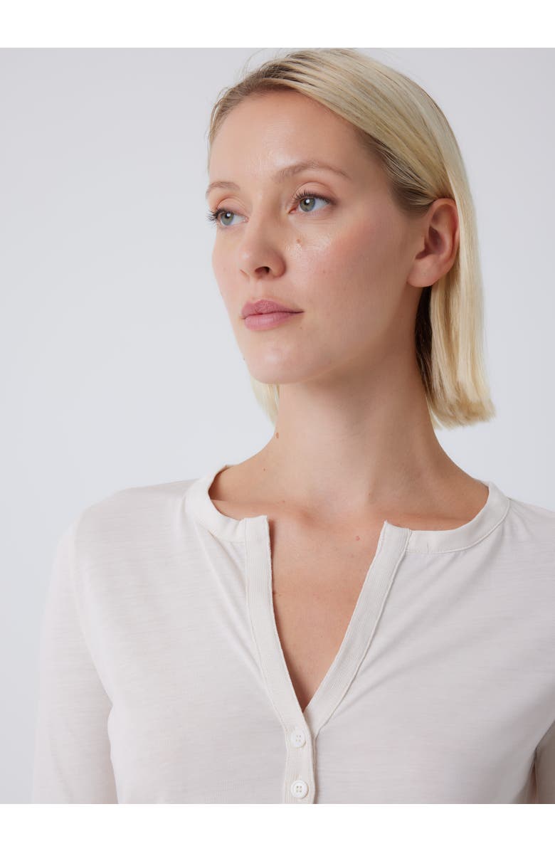 Majestic Filatures Lyocell Cotton Three Quarter Sleeve Henley, Alternate, color, Cream