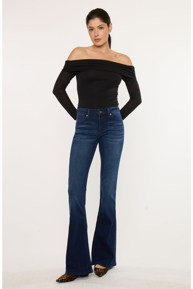 Trisha Mid Rise Classic Flare Jeans, Alternate, color, Dark Wash