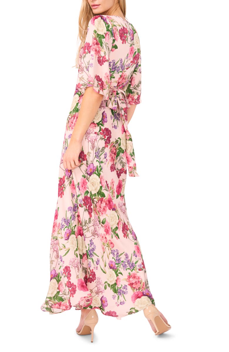 Ted Baker Briar Floral Flutter Sleeve Midi Dress, Alternate, color, Cloud Pink