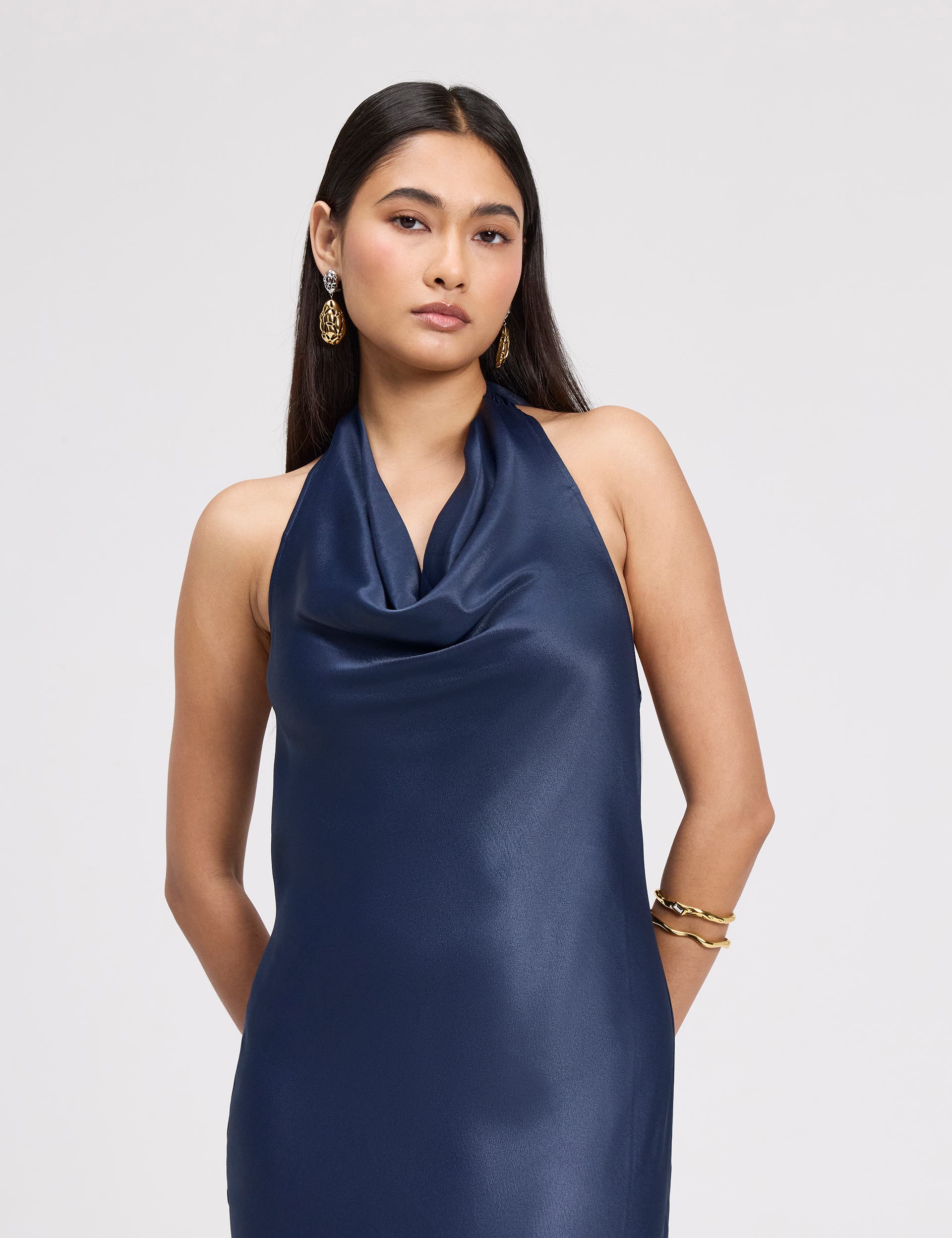 Elara Cowl Front Satin Maxi Dress - image 2