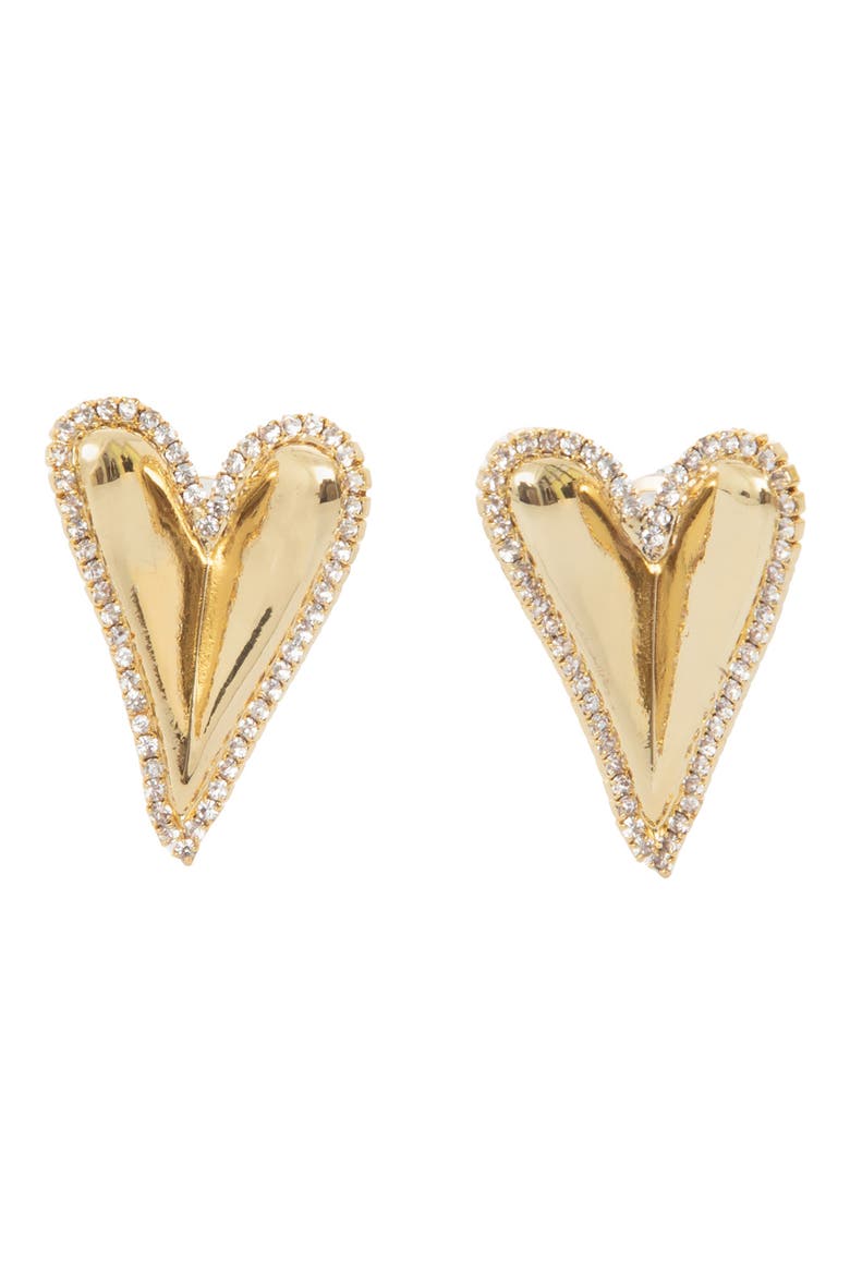 Heart Stud Earrings, Alternate, color, GOLD