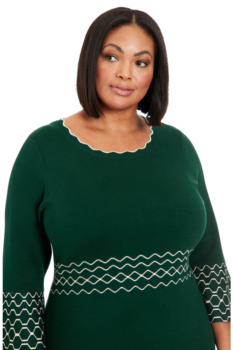 Piped Bell Sleeve Sweater Dress, Alternate, color, GREEN